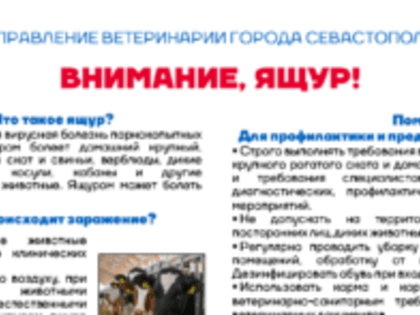 Управление ветеринарии города Севастополя информирует