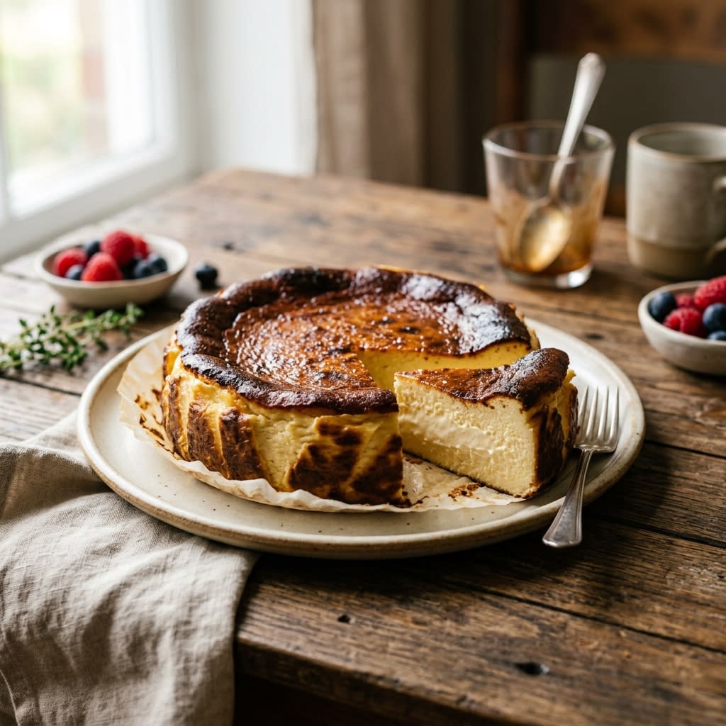 Receta de La Tarta de Queso Vasca Perfecta: El Secreto de Isabella Dolce preparada paso a paso — fotografía editorial de RecetaDolce