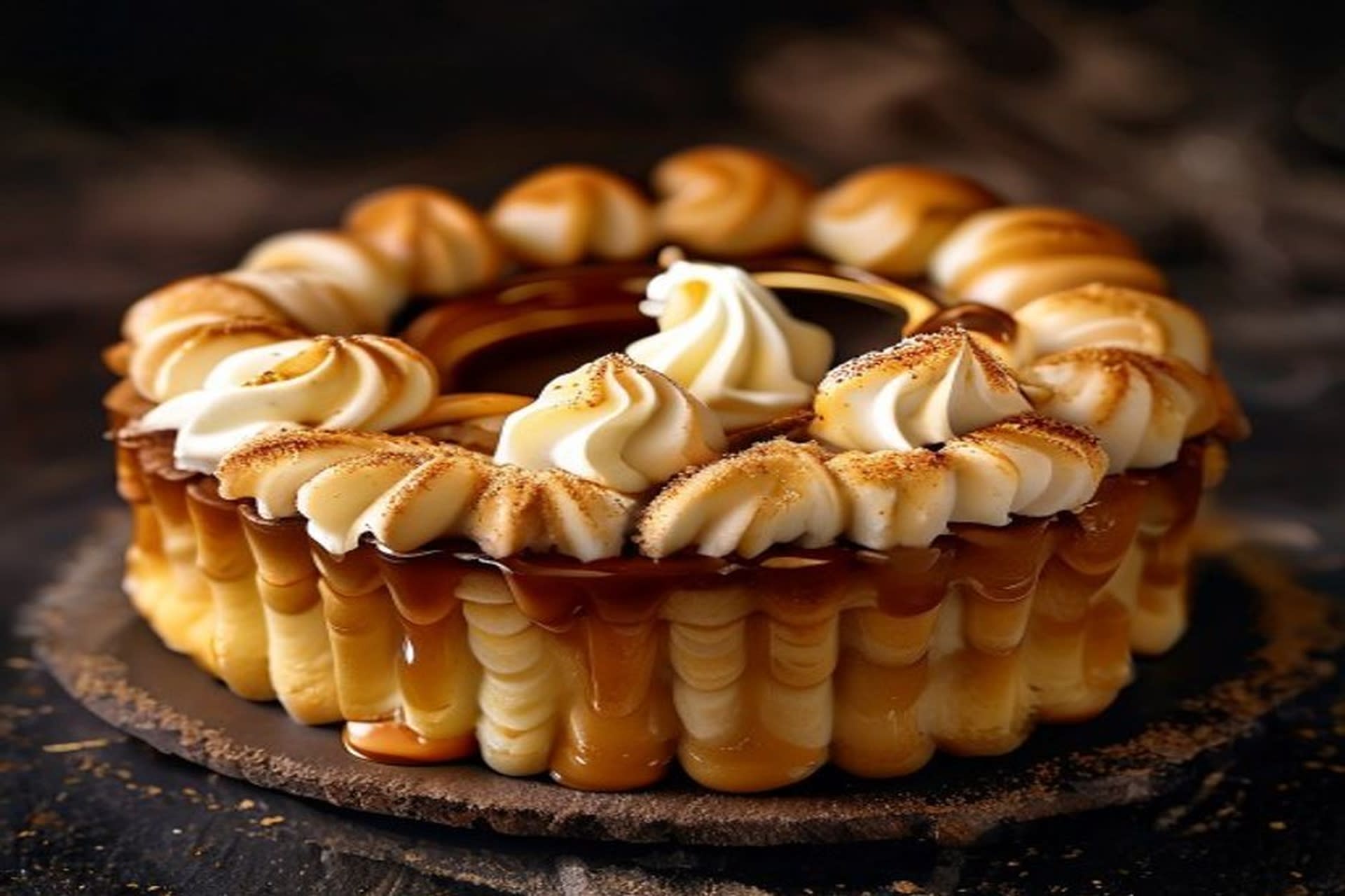 Receta de Saint Honoré de Caramelo Salado: El Arte de la Choux y el Caramelo preparada paso a paso — fotografía editorial de RecetaDolce