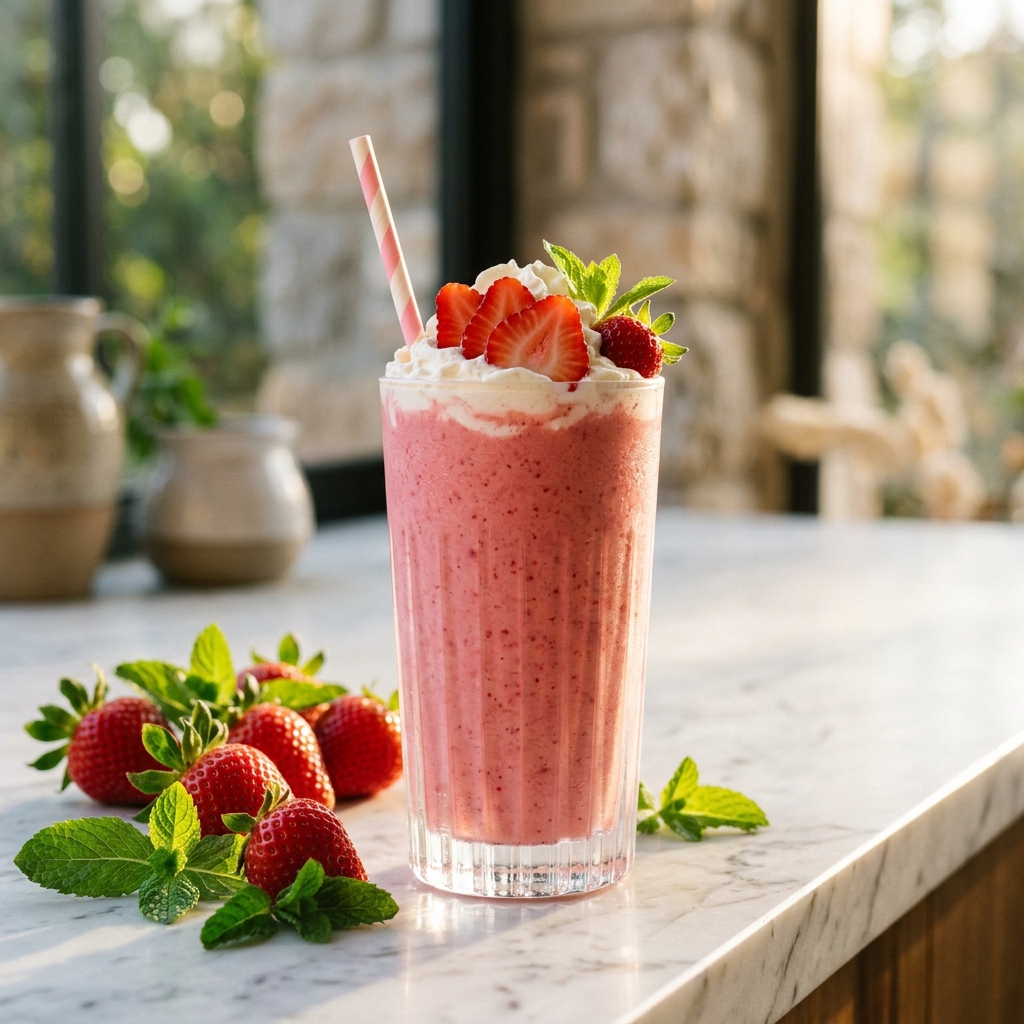 Batido Cremoso de Fresas Sin Lactosa — 3 Ingredientes