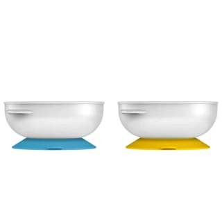 Dr. Brown's Paquet de 2 Bols à ventouse 4M+ - Jaune & Bleu