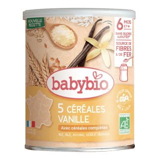 Babybio Céréales Vanille Riz, Blé, Avoine, Seigle, Quinoa