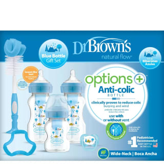 Dr. Brown’s Options+ Anti-colic Bottle Giftset | Biberon à col large bleu