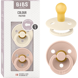 Bibs Tétines Pack de 2 sucettes Latex Ivory/Blush Size 1