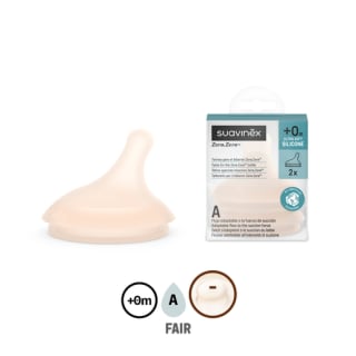 Suavinex Lot de 2 tétines pour biberon anti-colique Zerø.Zerø, débit adaptable A +0 mois