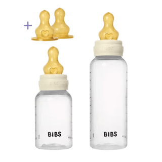 Bibs Pack Biberons ronds Grow and Flow en latex 150ml et 270ml Ivoire