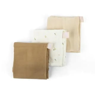 Doomoo Set de 3 Langes en Gaze de Coton Flower Cream Lovely