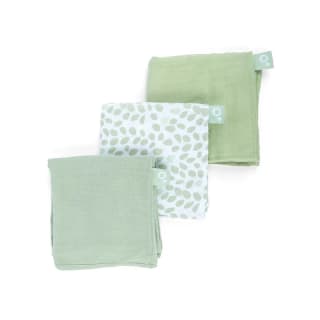 Doomoo Set de 3 Langes en Gaze de Coton Flower Green Lovely