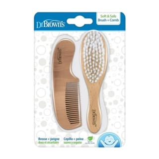 Dr. Brown's Ensemble Brosse et Peigne doux en Bois
