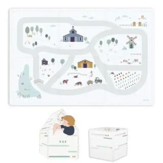 Play&go tapis puzzle Tiloo boîte de rangement & mini maison ferme