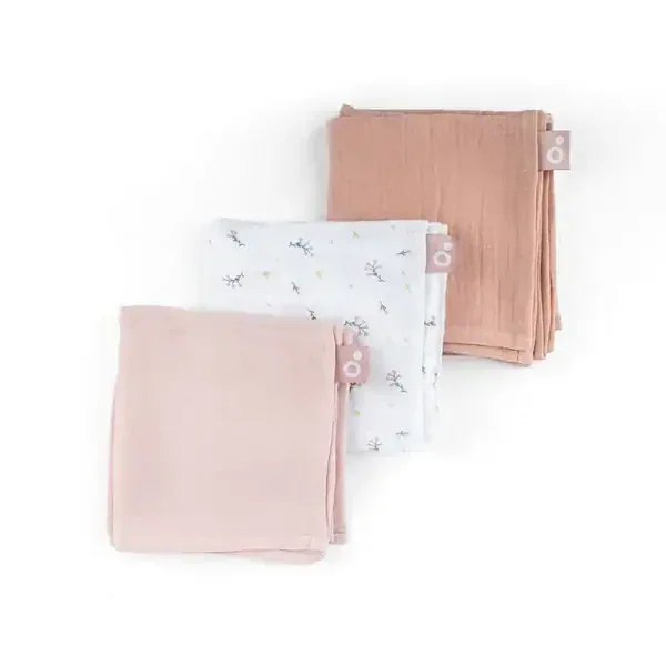 Doomoo Set de 3 Langes en Gaze de Coton Flower Pink Lovely - photo 1