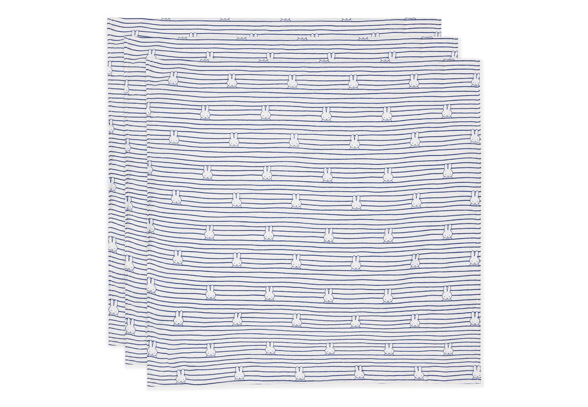 Jollein Lange gaze de Coton Small 70x70cm Miffy Stripe Navy (3pack)