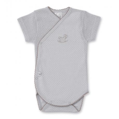 BimbiDreams Body croisé manches courte 3mois dots gris