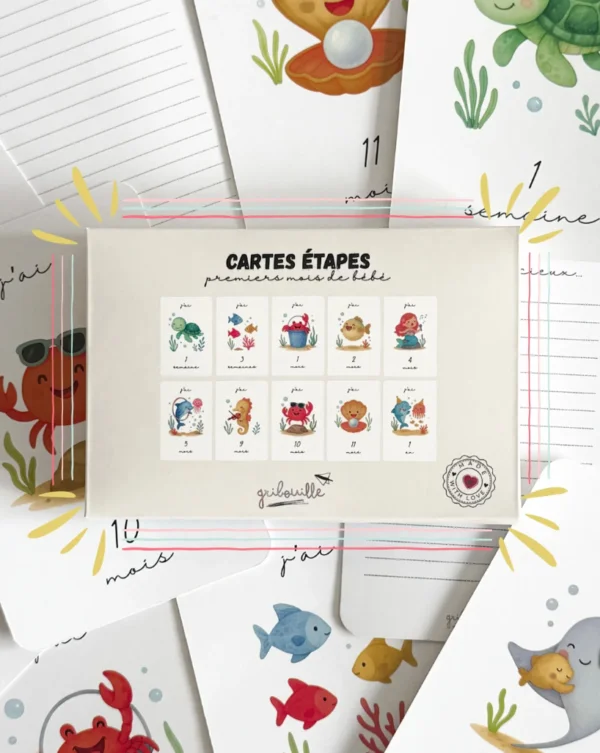 Gribouille Cartes étapes premiers mois de bébé