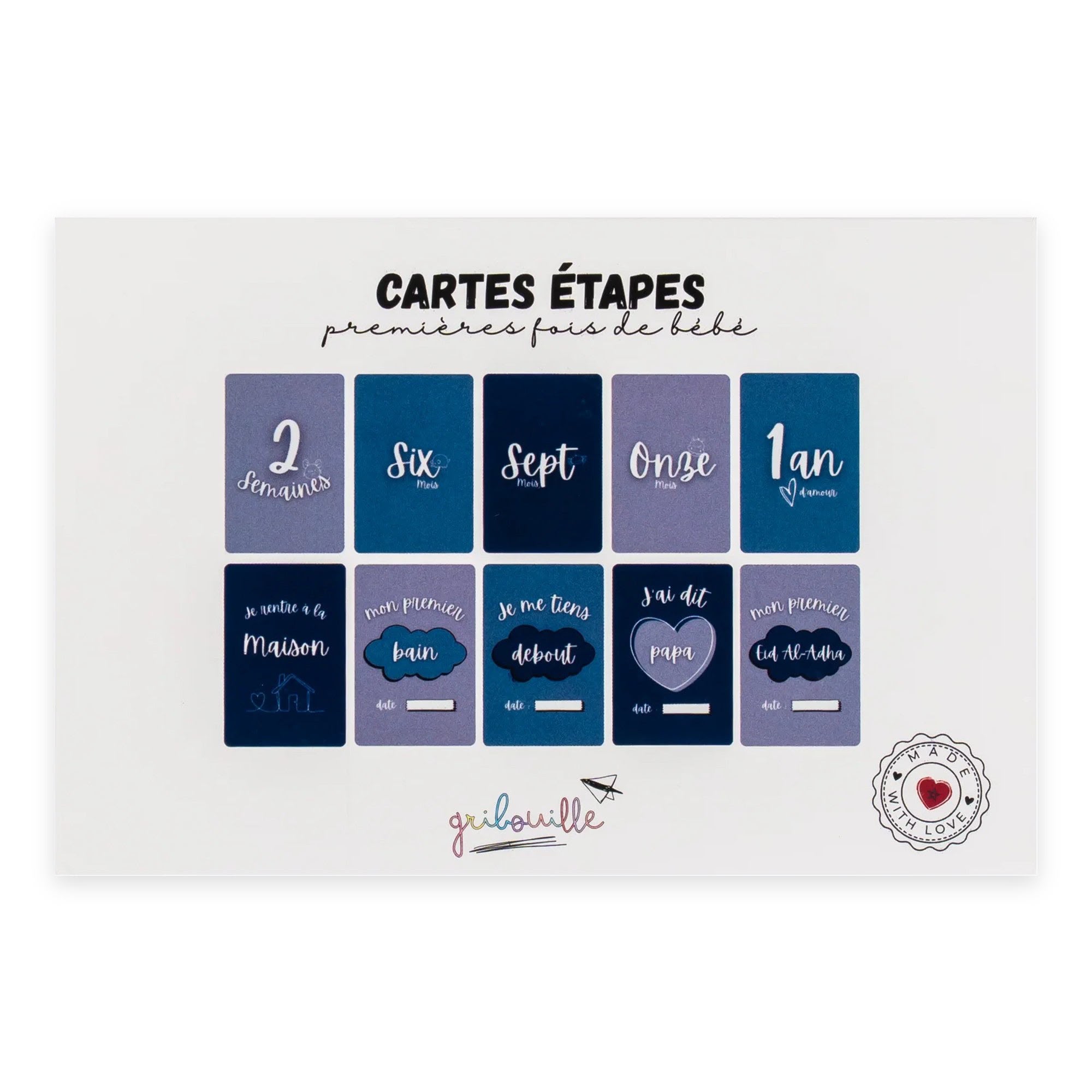Gribouille Cartes étapes premières fois de bébé