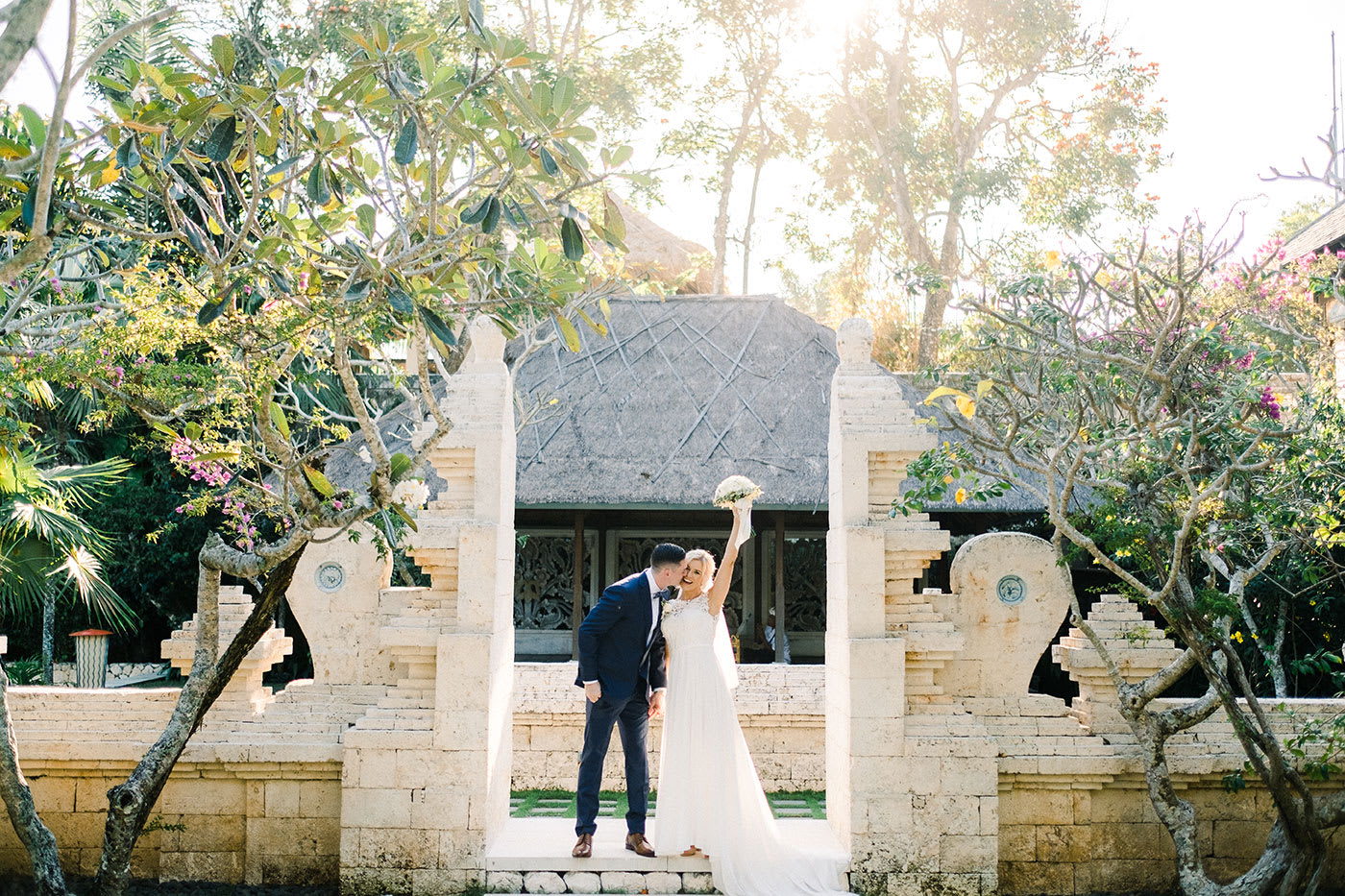 Tirtha Uluwatu Bali clifftop wedding ceremony with 180-degree Indian Ocean panoramic view — Panigrahana
