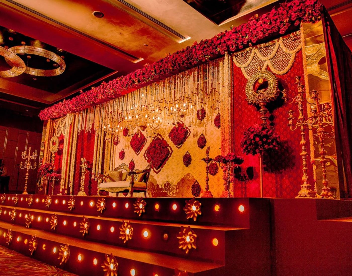 Sheraton Grand Bangalore Hotel at Brigade Gateway outdoor wedding ceremony setup with floral mandap — Panigrahana