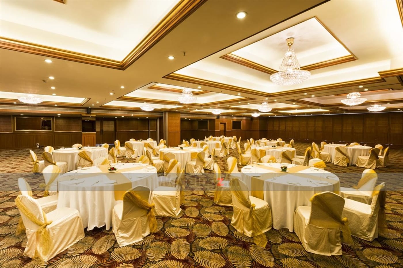 Clarks Exotica Convention Resort Bangalore Senate Hall wedding reception banquet setup — Panigrahana