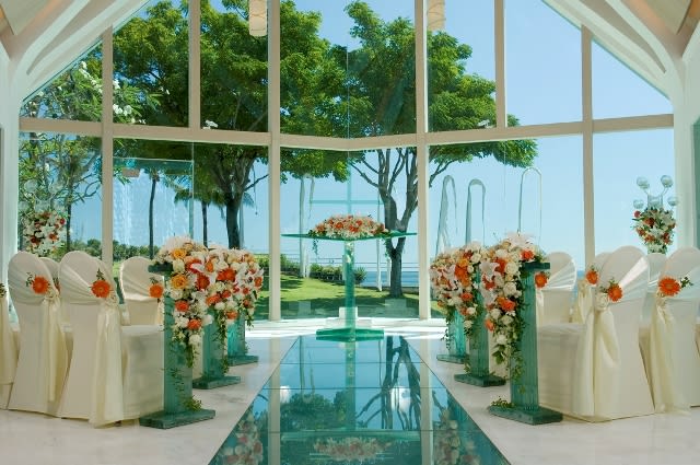 AYANA Resort Bali Tresna chapel beachfront wedding ceremony with ocean view — Panigrahana