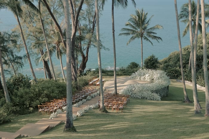 Amanpuri Phuket destination wedding reception with Thai tropical garden setting — Panigrahana