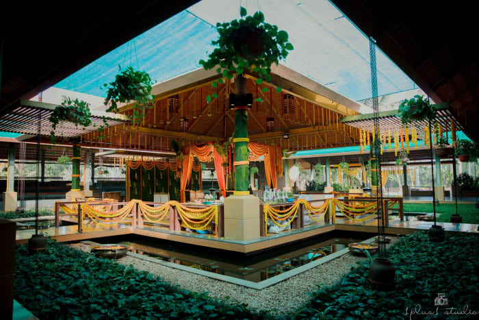 Panchavati Pavilion Kaggalipura Bangalore venue exterior and large garden for traditional wedding — Panigrahana