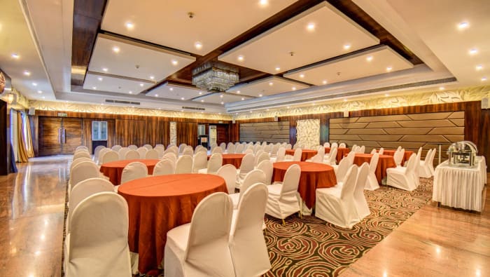 The Corinthians Resort Bangalore wedding gallery with beautiful venue decoration and lighting — Panigrahana