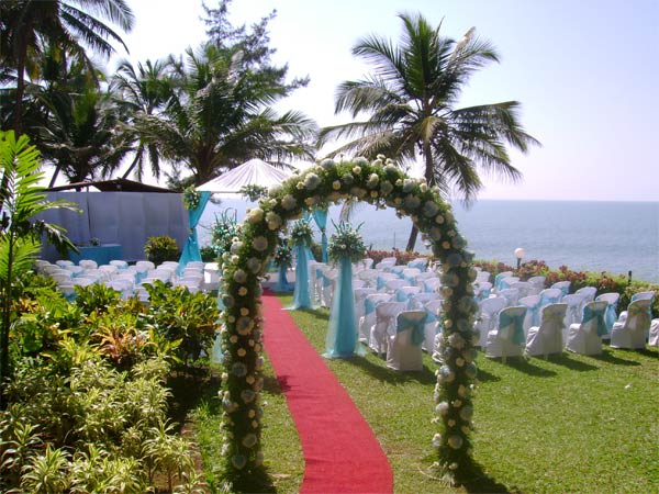Bogmalo Beach Resort Goa Oyster Hall wedding banquet setup for 1000 guests — Panigrahana