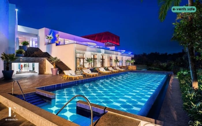W Goa Vagator evening wedding venue lit up for grand celebrations — Panigrahana