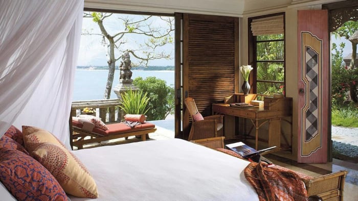 Four Seasons Bali at Jimbaran Bay private villa garden for destination Indian wedding — Panigrahana