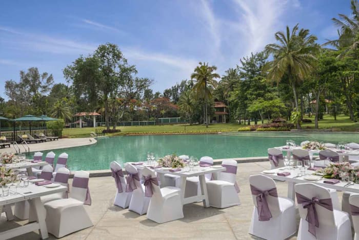 Big Banyan Vineyard Resort Bangalore ranch-style wedding decor on large open grounds near Bangalore — Panigrahana