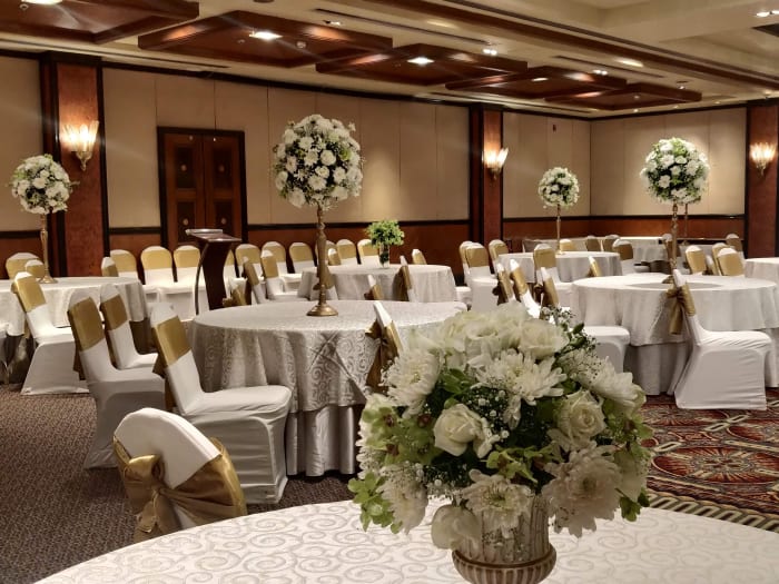 Vivanta by Taj MG Road Bangalore pool side outdoor wedding event with lights — Panigrahana