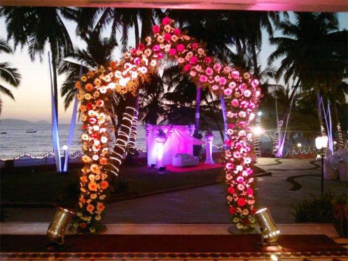 Bogmalo Beach Resort Vasco da Gama Goa wedding reception album decor — Panigrahana