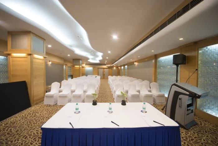 Le Méridien Bangalore poolside wedding event with candlelight — Panigrahana