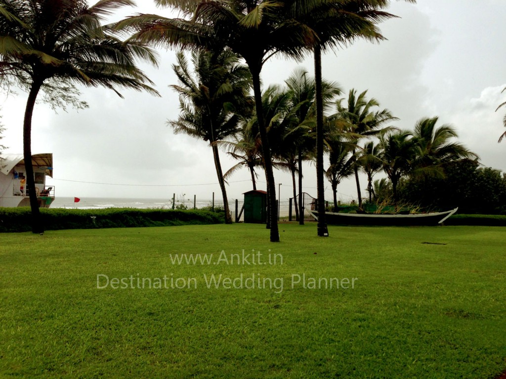 Beach wedding ceremony setup at a luxury Goa resort