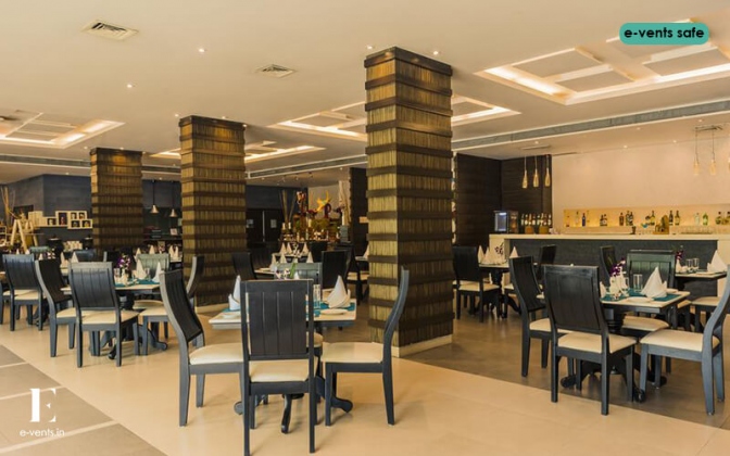 Radisson Blu Cavelossim Goa ballroom decorated for grand Indian wedding reception — Panigrahana