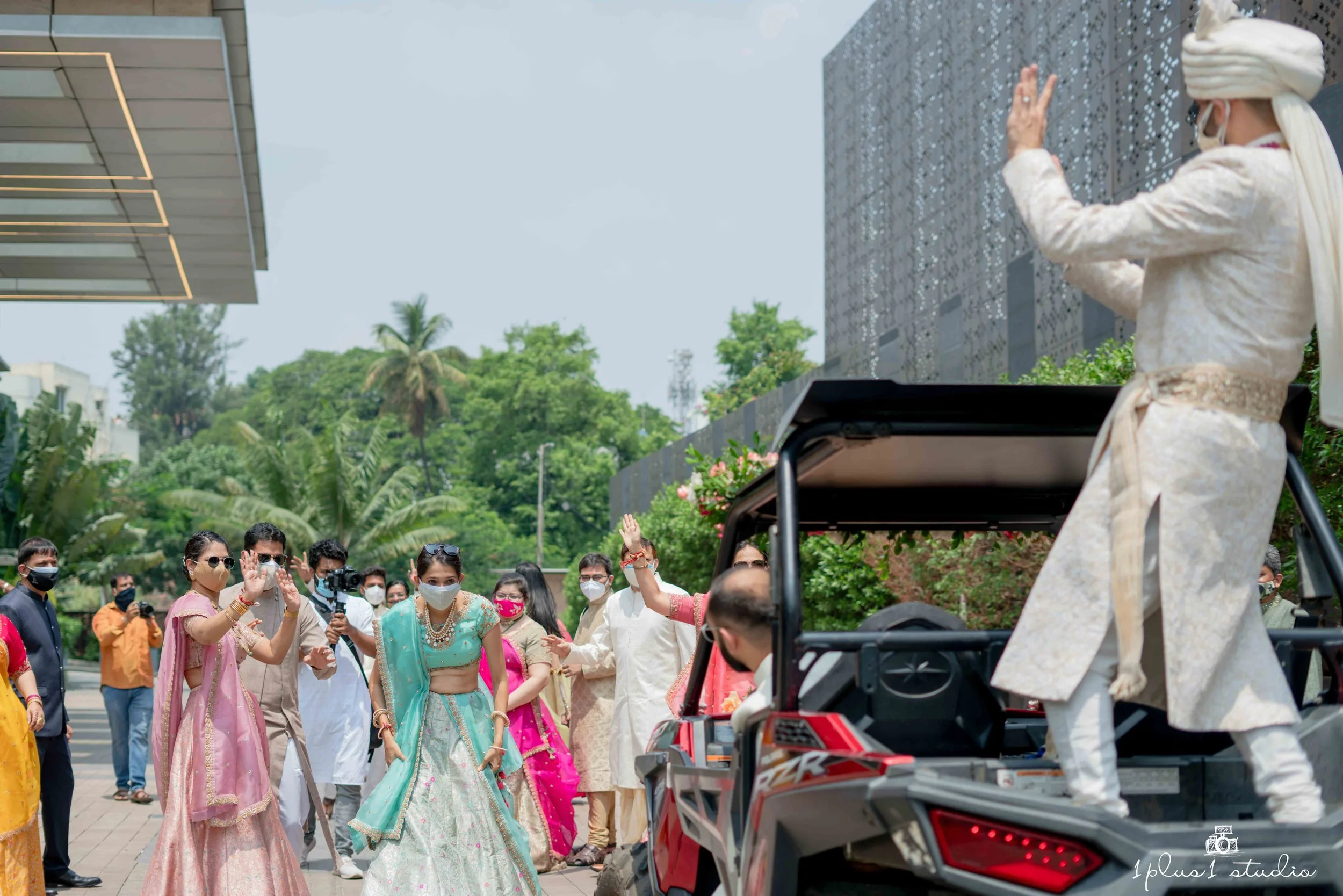Floral stage decor at an elegant Bangalore wedding