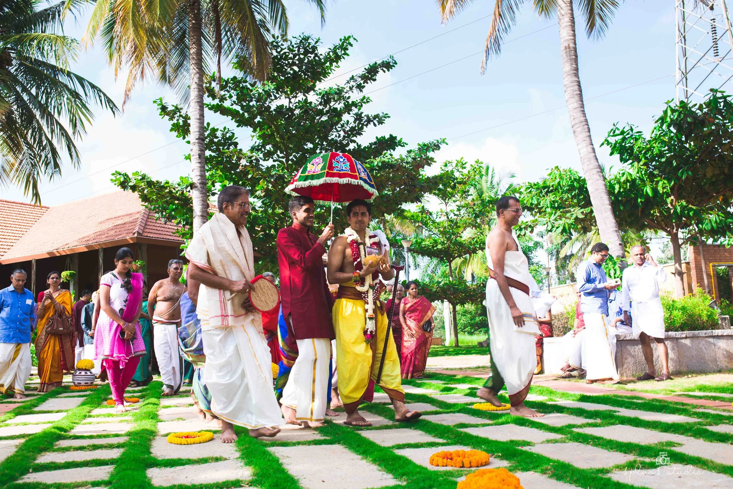 Panchavati The Pavilion Bangalore reception setup with guests at large outdoor wedding venue — Panigrahana