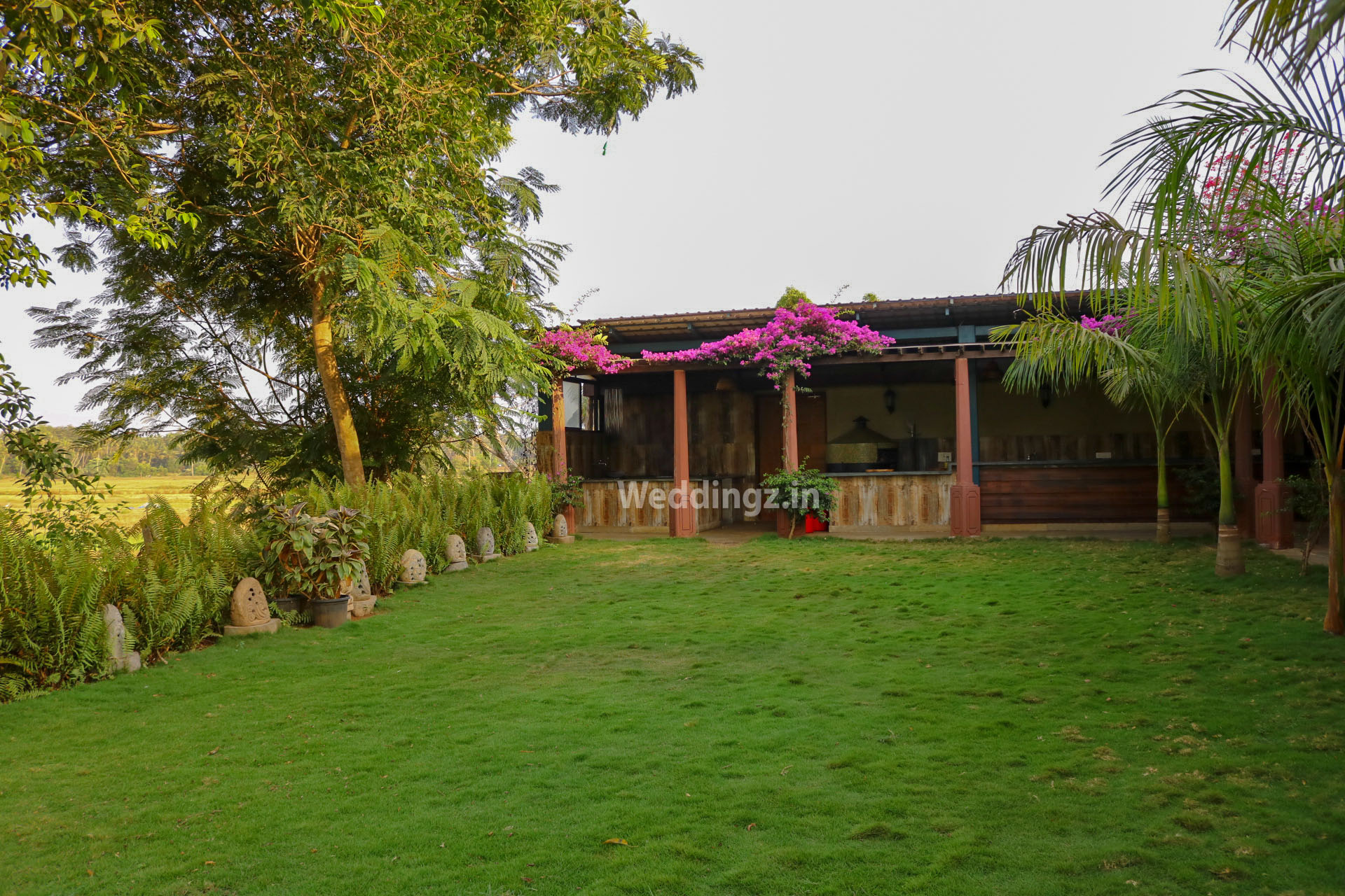 Betalbatim Estate Goa luxury beach wedding setup on sunset-facing lawn — Panigrahana