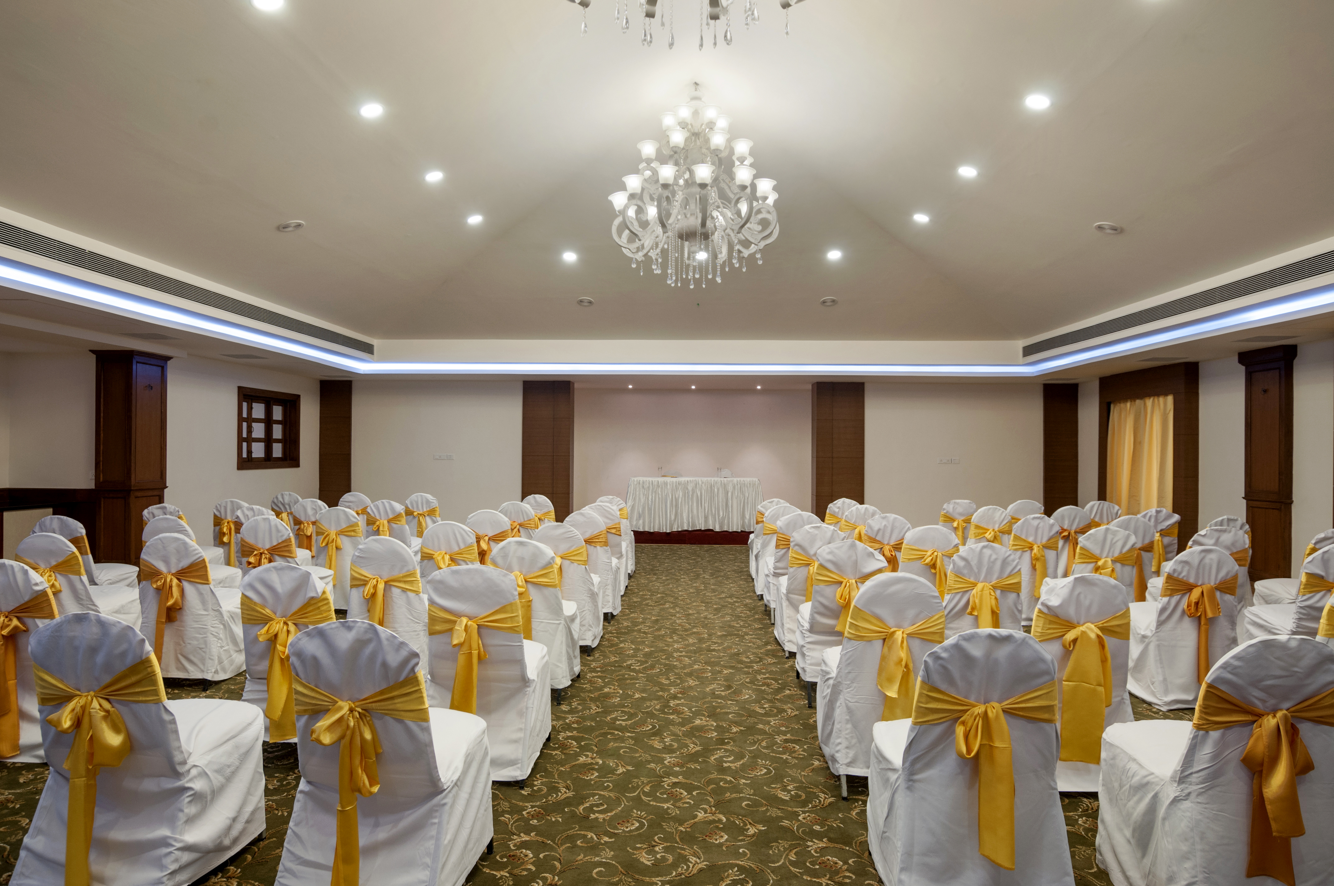 Aloft Goa Candolim hotel wedding dinner banquet setup with modern decor — Panigrahana