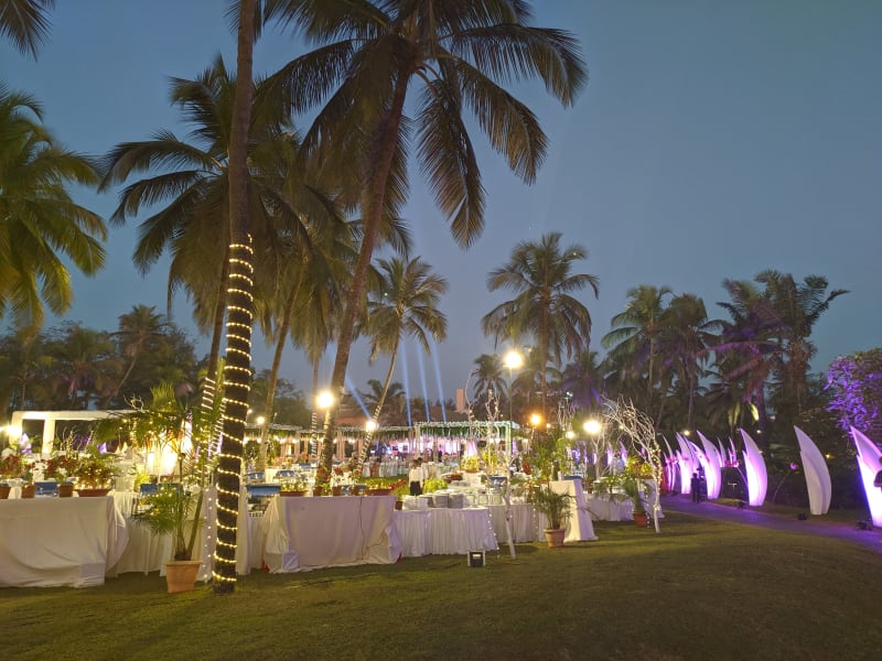 Riverside lawns wedding setup at The Leela Goa