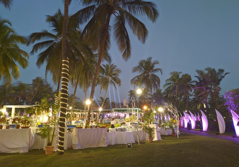 Riverside lawns wedding setup at The Leela Goa