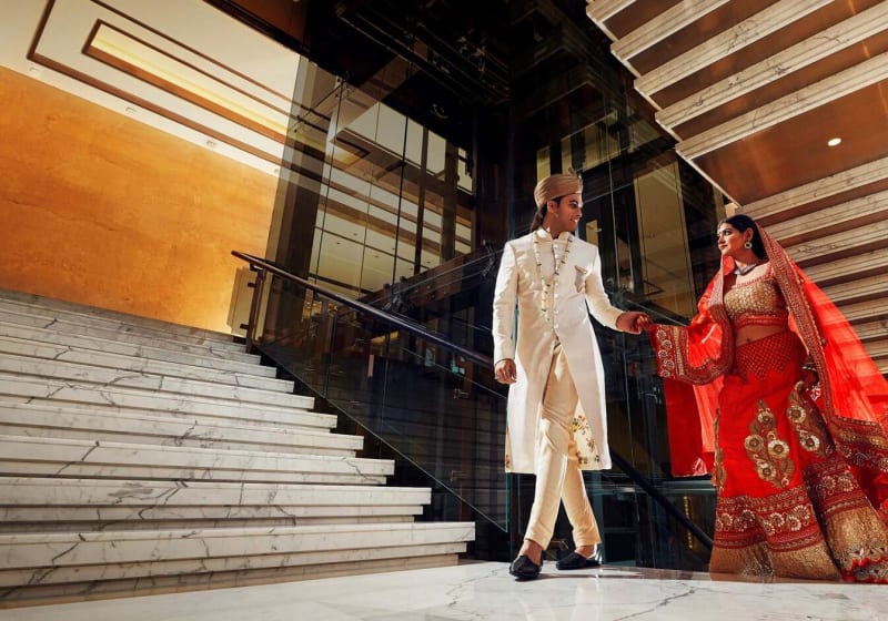 Shangri-La Bengaluru fusion wedding stage and mandap