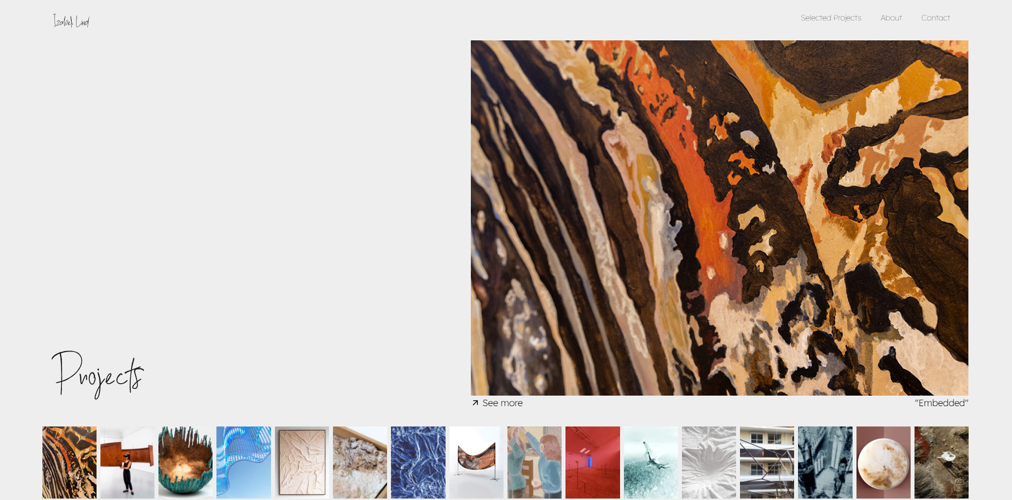 Izabel Lind portfolio website screenshot.
