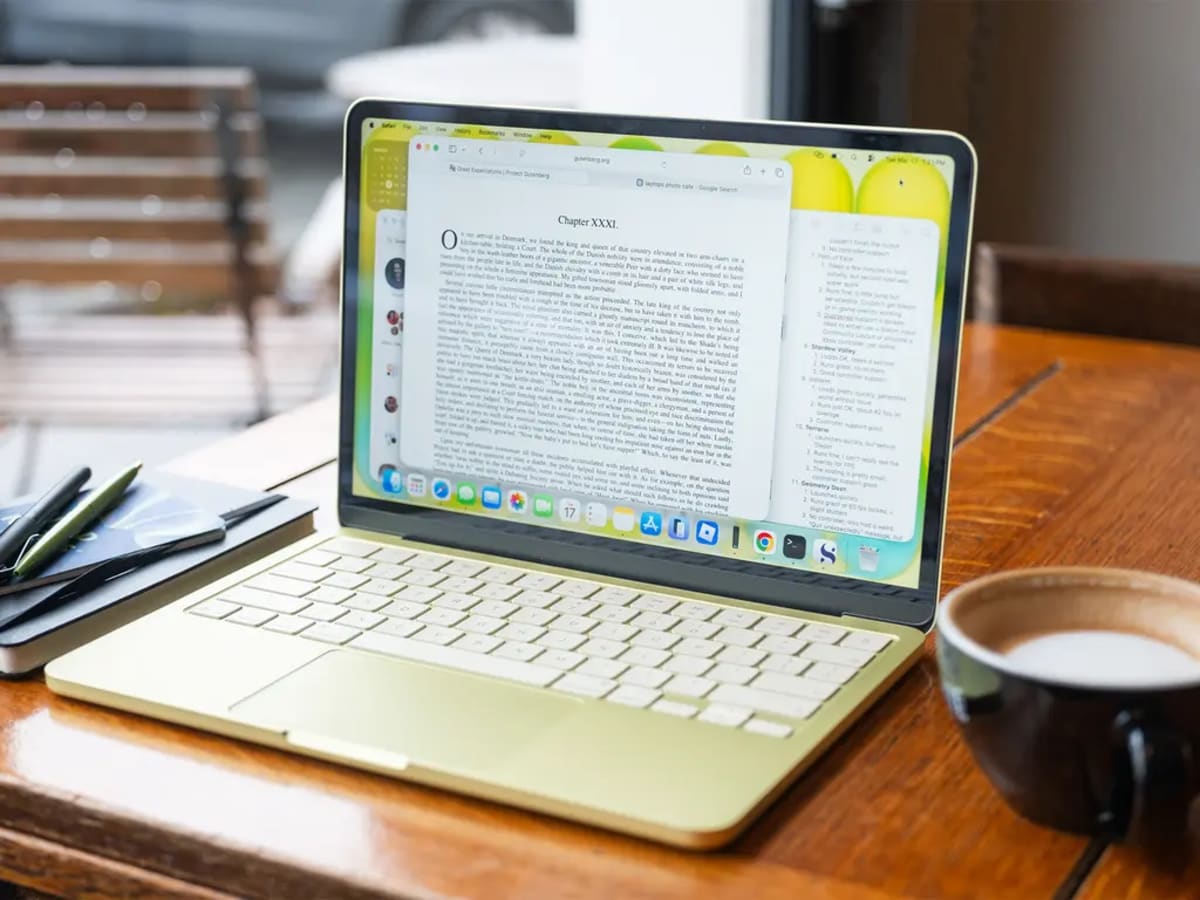 MacBook Neo Indigo color on desk after three months of use showing wear | ALT TEXT: MacBook Neo review 3 months later long-term ownership