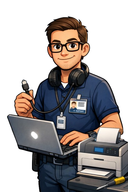 IT-Techniker mit Drucker
