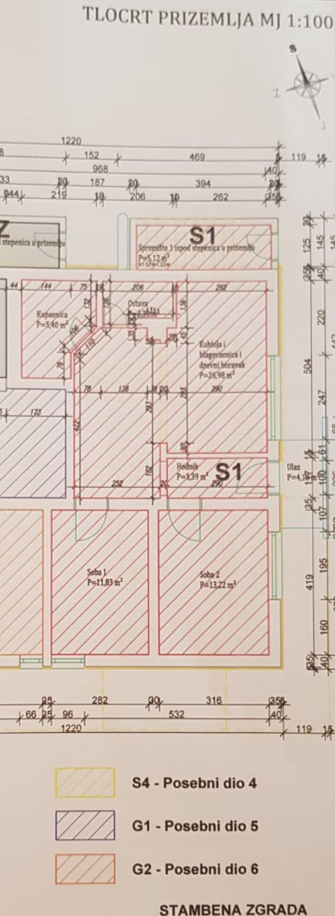Remete-KAMENITI STOL, trosoban stan u vili odlične gradnje, 75 m2 (prodaja) — tlocrt — fotografija 1