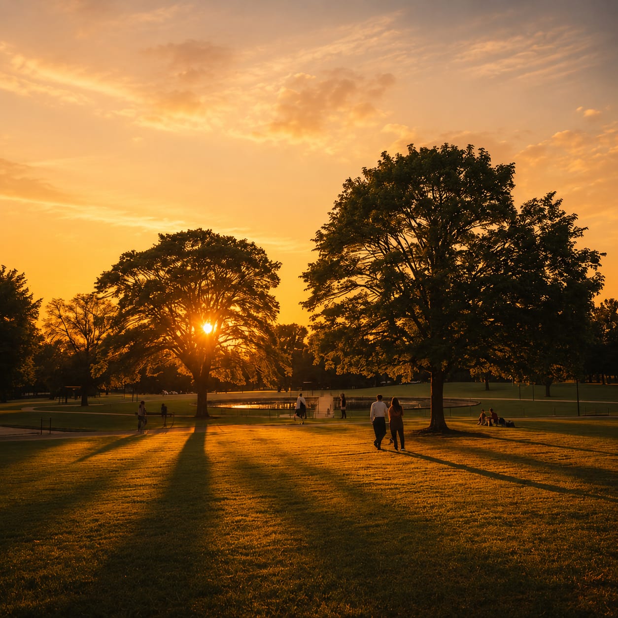 Sunlit landscape at Hill View