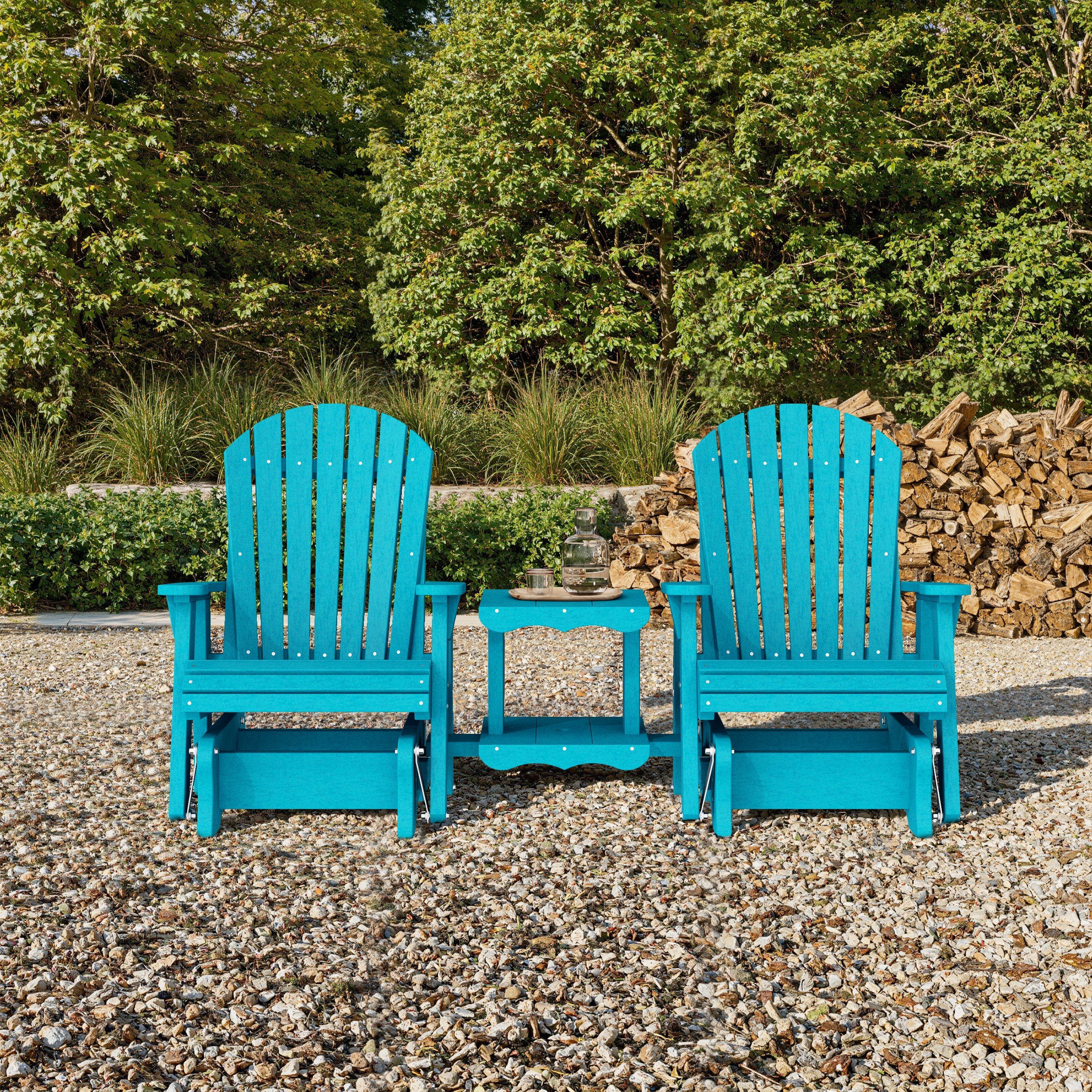 Heritage Adirondack Glider Chair Set with Center Table