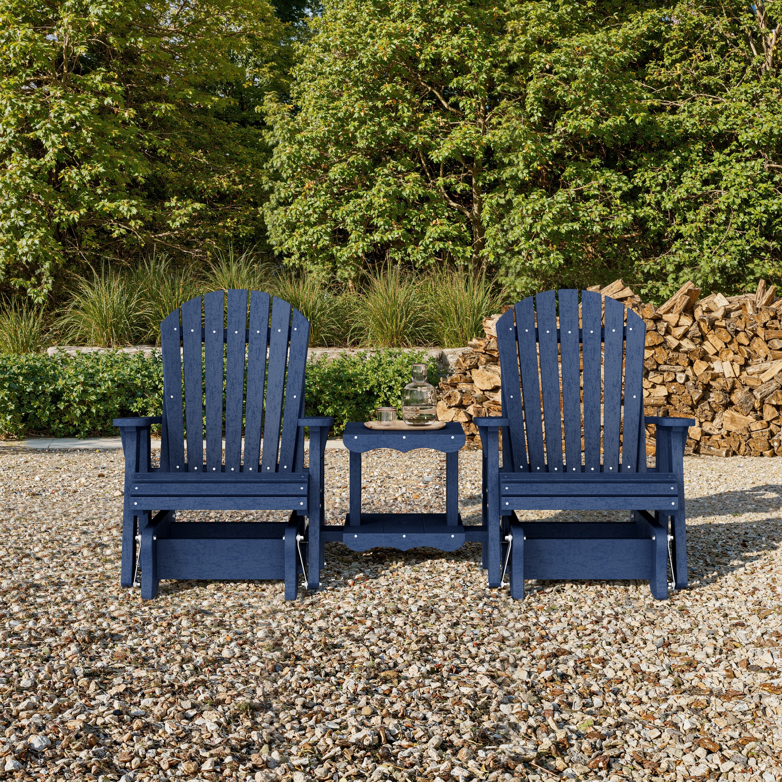 Heritage Adirondack Glider Chair Set with Center Table