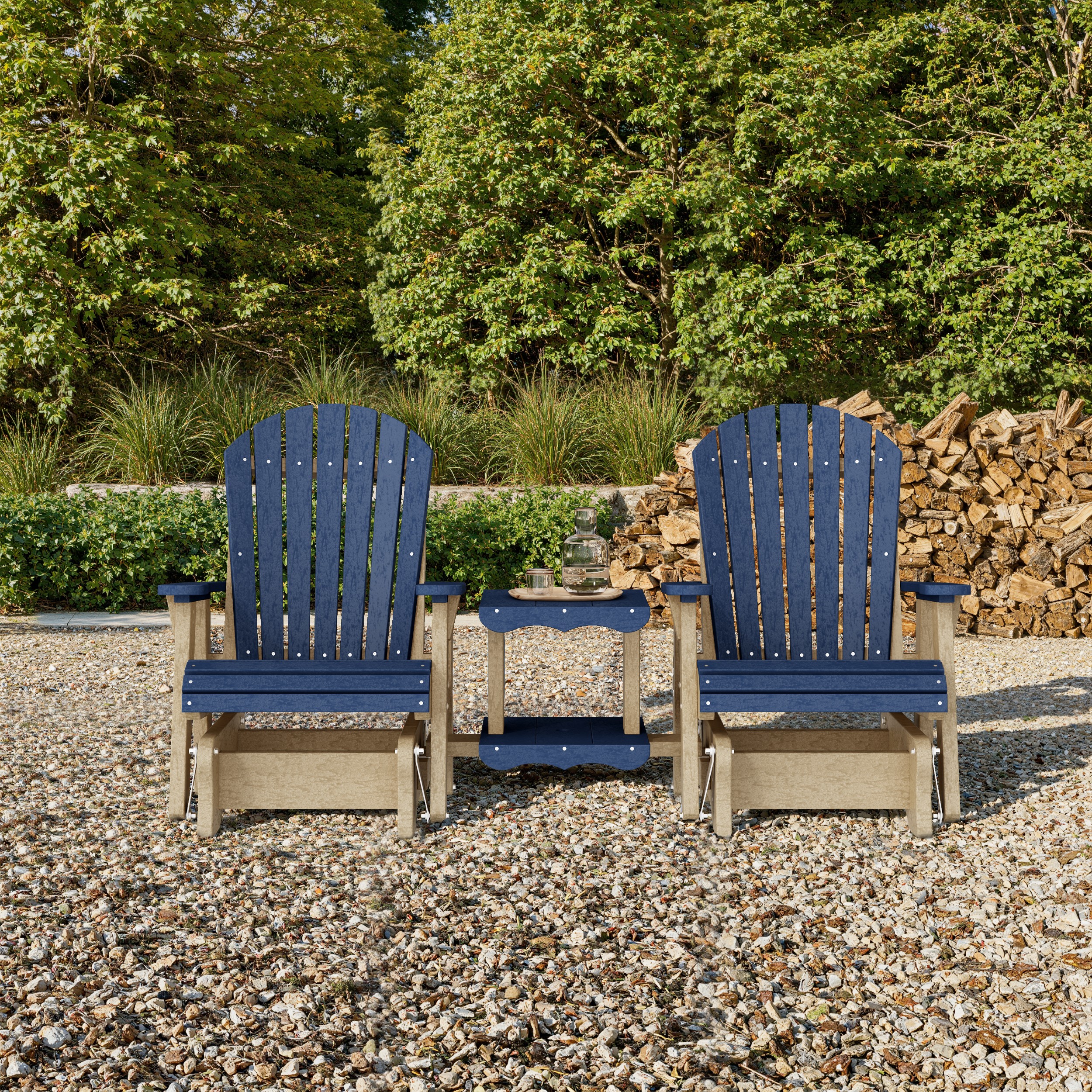 Heritage Adirondack Glider Chair Set with Center Table